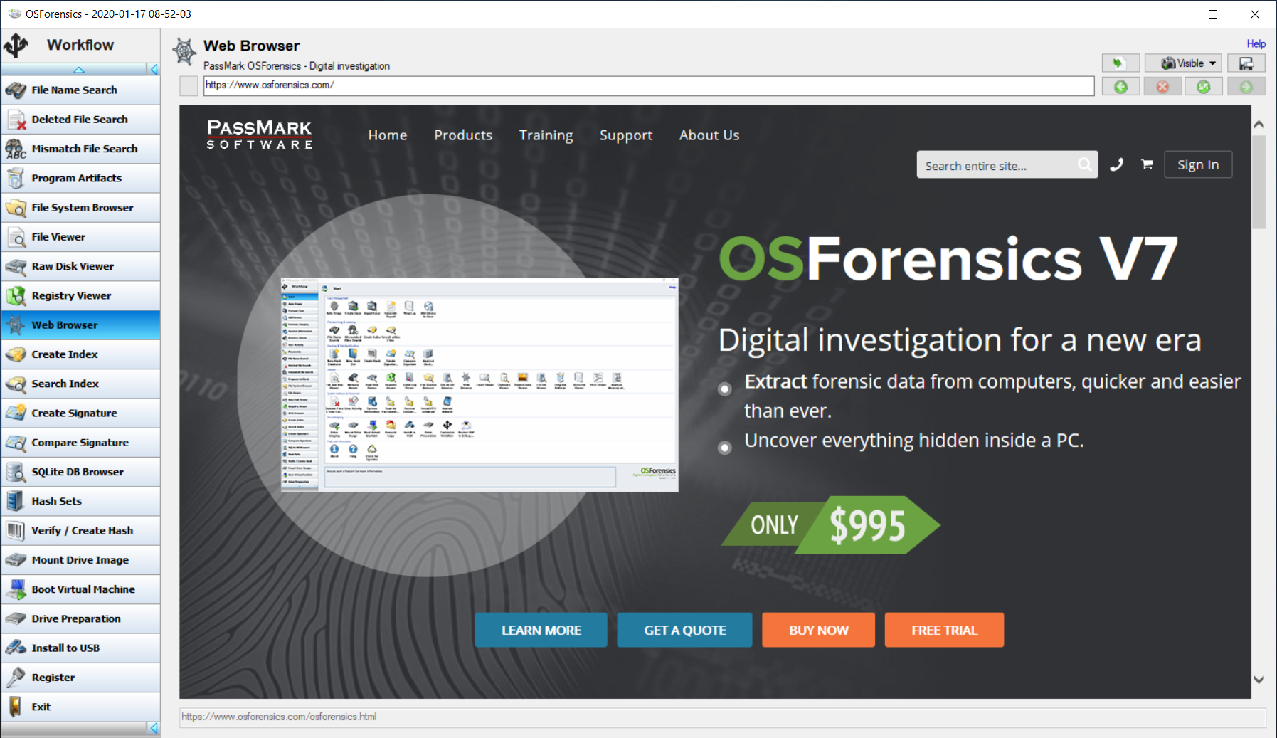 OSForensics Web Browser